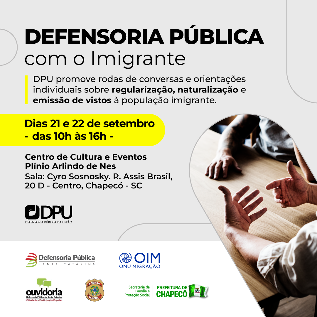 Evento em Chapecó (SC) vai reunir imigrantes para atendimento gratuito
